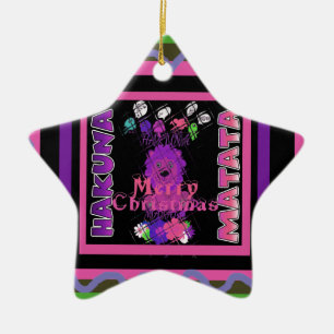 Ornement Étoile En Céramique Baby pink Beautiful Merry Christmas Hakuna Matata
