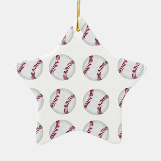 Ornement Étoile En Céramique Baseball 2 (Devant)