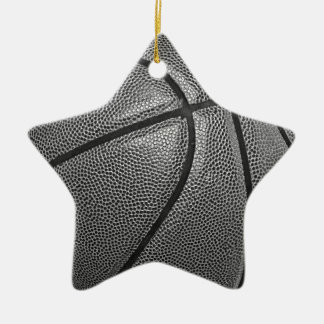 Ornement Étoile En Céramique Basket-ball en niveaux de gris