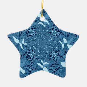 Ornement Étoile En Céramique Belle Iridescente Extraordinaire Bleu Kaleidoscope