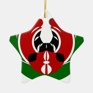 Ornement Étoile En Céramique Belle Tapisserie kenyane : Drapeau kényan Papillon