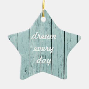 Ornement Étoile En Céramique Bleu Chic Bois rustique