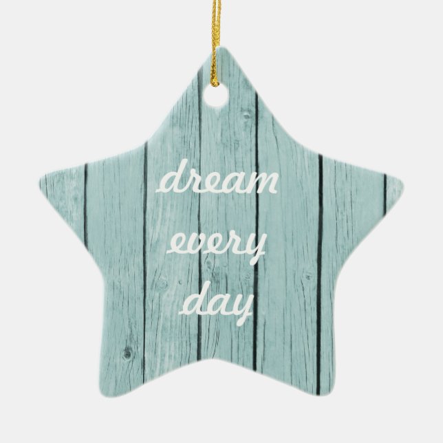 Ornement Étoile En Céramique Bleu Chic Bois rustique (Devant)