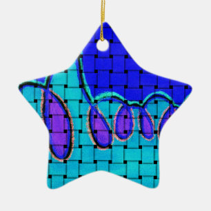 Ornement Étoile En Céramique Bleu Français Abstrait avec Texture Tissée