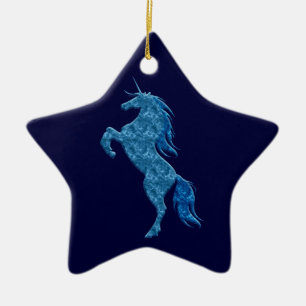 Ornement Étoile En Céramique Blue Fire Unicorn Star Ornament