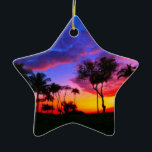 Ornement Étoile En Céramique Blue Red Sunset Exotic Hawaiian Beach Palm Trees<br><div class="desc">Photographie des lieux de voyage exotiques - Palmier Vintage & Artwork photo de plage</div>