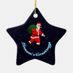 Ornement Étoile En Céramique Bonnes Fêtes - Père Noël