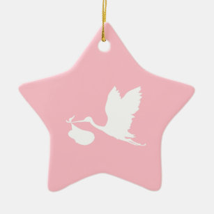 Ornement Étoile En Céramique Bouée volante rose et blanche Nouveau bébé