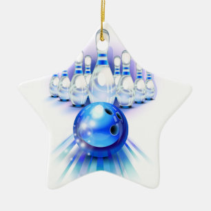 Ornement Étoile En Céramique Bowling bleu