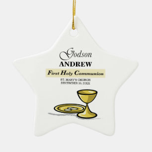 Ornement Étoile En Céramique Calice de première communion personnalisable pour