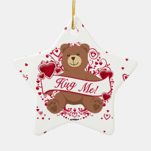 Ornement Étoile En Céramique Câlins ! Ours en peluche de la Saint-Valentin
