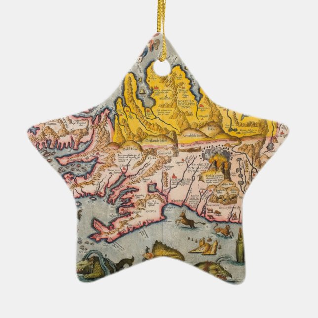 Ornement Étoile En Céramique Carte de l'Islande (Dos)