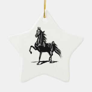 ORNEMENT ÉTOILE EN CÉRAMIQUE CHEVAL DE SADDLEBRED