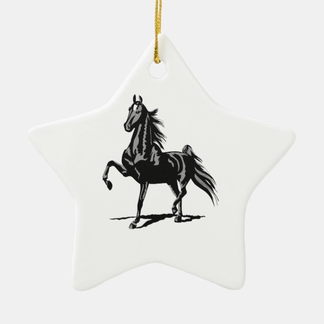 ORNEMENT ÉTOILE EN CÉRAMIQUE CHEVAL SADDLEBRED (Devant)