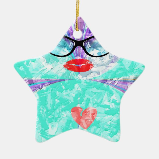 Ornement Étoile En Céramique Coeur parfait (Devant)