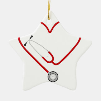 Ornement Étoile En Céramique coeur stethoscope.jpg