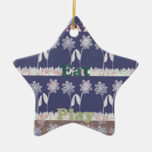 Ornement Étoile En Céramique Couleurs du Baby shower bleu amour