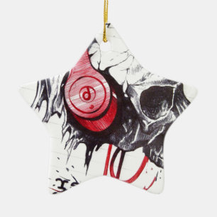 Ornement Étoile En Céramique Crâne avec conception casque