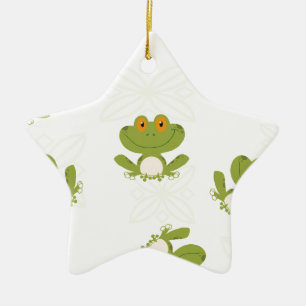 Ornement Étoile En Céramique Cute Green Frog