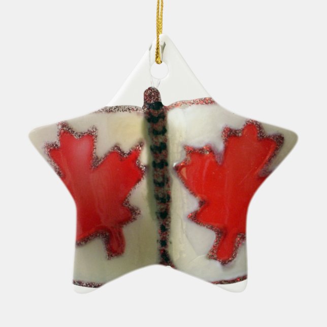 Ornement Étoile En Céramique Design de papillon du drapeau canadien (Devant)