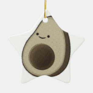 Ornement Étoile En Céramique Dessin Avocado de style vintage