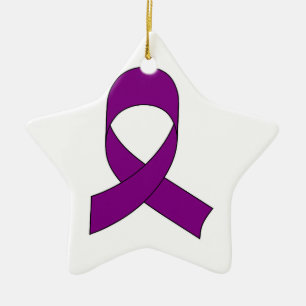 Ornement Étoile En Céramique Dessin de ruban violet