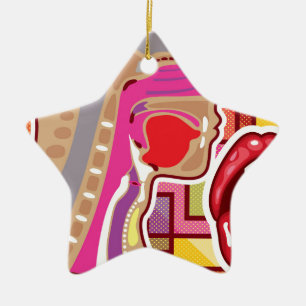 Ornement Étoile En Céramique Diagramme abstrait de nez de la gorge n