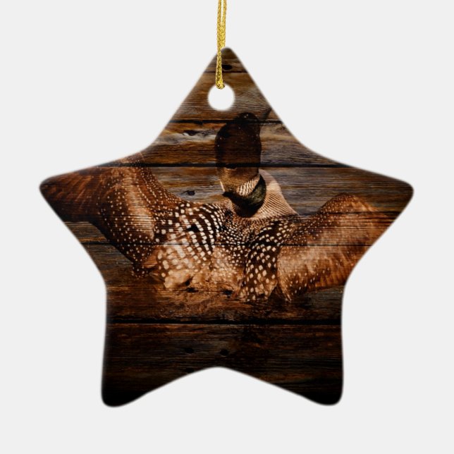 Ornement Étoile En Céramique Dingue en bois d'oiseaux aquatiques de pays (Devant)