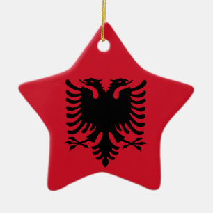 Ornement Étoile En Céramique Drapeau albanais sur le pendentif en céramique