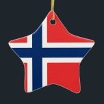 Ornement Étoile En Céramique Drapeau de Norway<br><div class="desc">Drapeau de Norvège - Det norske flagget - Norges flagg</div>