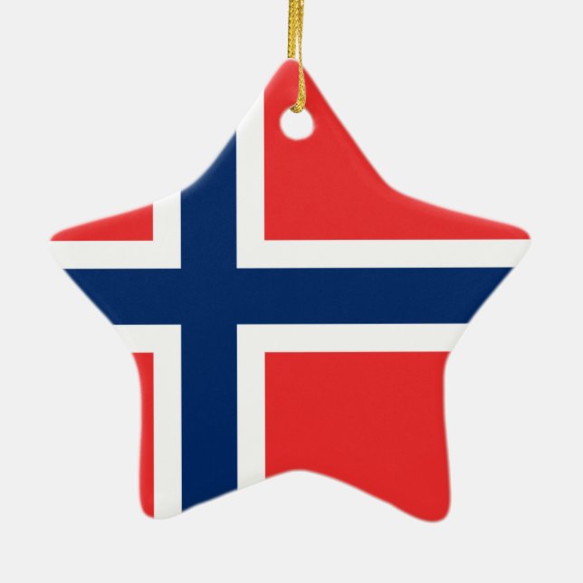 Ornement Étoile En Céramique Drapeau de Norway (Dos)