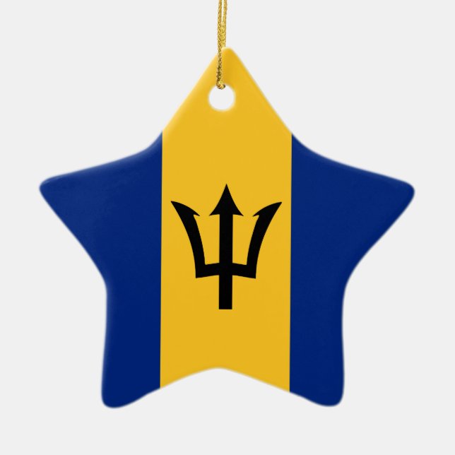 Ornement Étoile En Céramique Drapeau des Barbade (Devant)