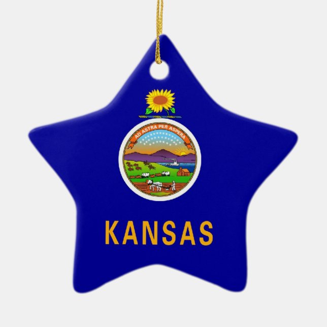 Ornement Étoile En Céramique Drapeau d'état du Kansas (Devant)