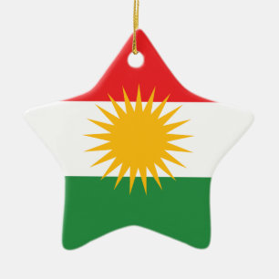 Ornement Étoile En Céramique Drapeau du Kurdistan