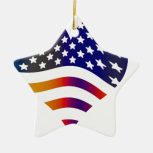 Ornement Étoile En Céramique drapeau etats-unis coeur amour américain honneur t