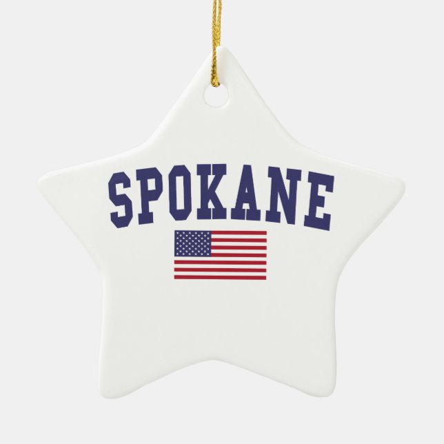 Ornement Étoile En Céramique Drapeau Spokane US (Devant)