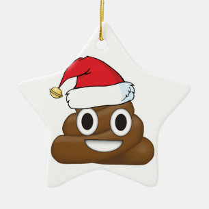 Ornement Étoile En Céramique Dunette hilare Emoji de Noël