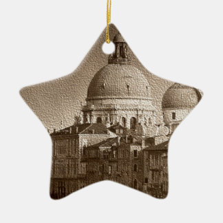 Ornement Étoile En Céramique Effet Papier Sepia Venise Grand Canal
