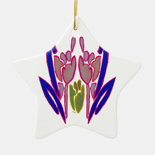 Ornement Étoile En Céramique Elégante aquarelle Rose Imprimer (Devant)