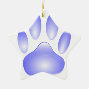Ornement Étoile En Céramique Empreinte de patte de chien de verre