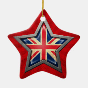 Ornement Étoile En Céramique Étoile britannique de drapeau avec des rayons de