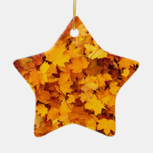 Ornement Étoile En Céramique Feuilles de érable jaune d'automne