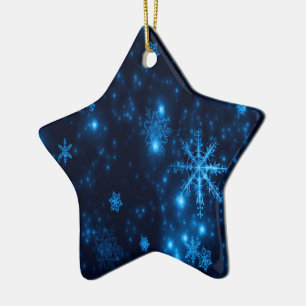 Ornement Étoile En Céramique Flammes de neige Bleu Profond Flamme de céramique 