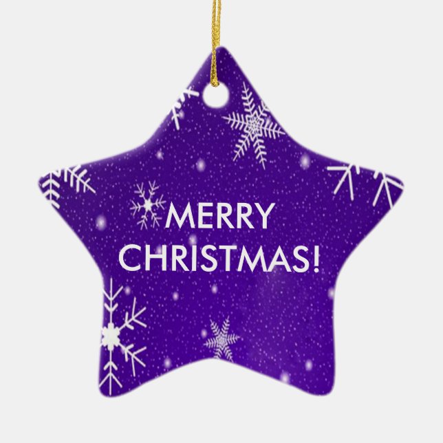 Ornement Étoile En Céramique Flèches de neige avec Arrière - plan bleu (Devant)