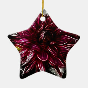 Ornement Étoile En Céramique Fleur Crimson