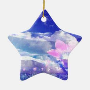 Ornement Étoile En Céramique Fleur de lune