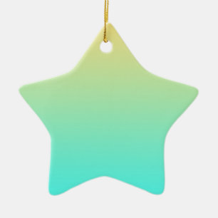 Ornement Étoile En Céramique Fond dégradé pastel turquoise jaune