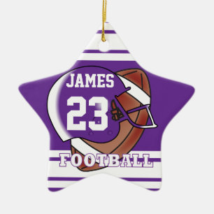 Ornement Étoile En Céramique Football violet et blanc