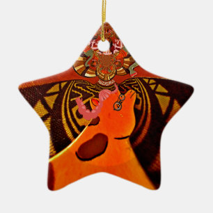 Ornement Étoile En Céramique Girafe africaine Impression d'art traditionnel C
