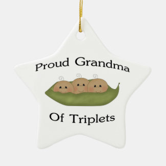Ornement Étoile En Céramique Grand-maman fière des triplets